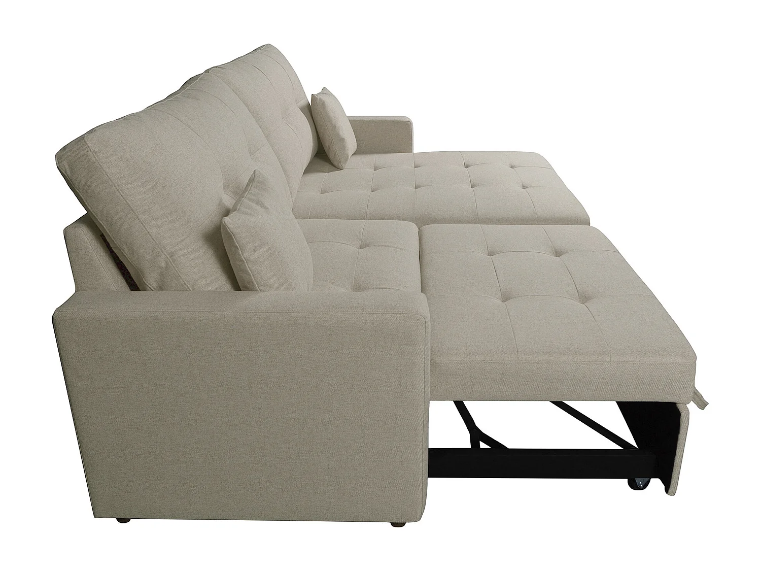 Sofá Chaise Longue reversible de 100x245x151 cm de 3 plazas con arcón en beige Sahara