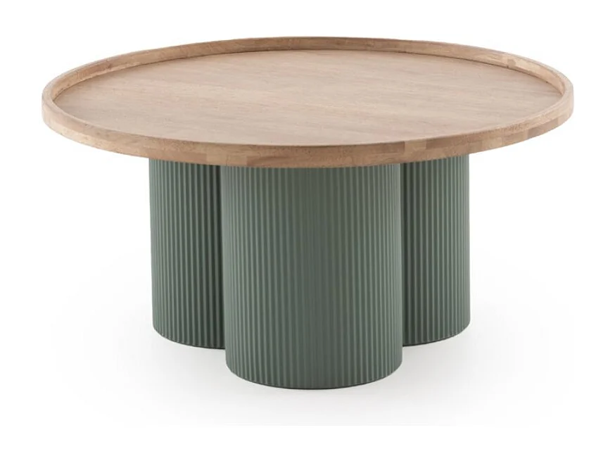 Table basse en métal vert canard et bois d'hévéa