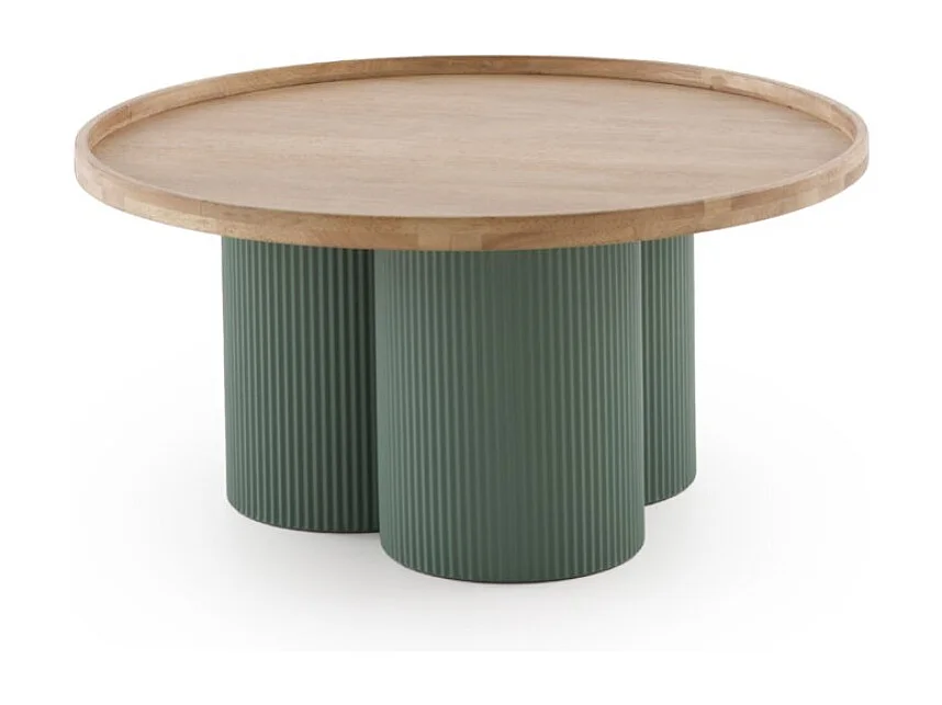 Table basse en métal vert canard et bois d'hévéa