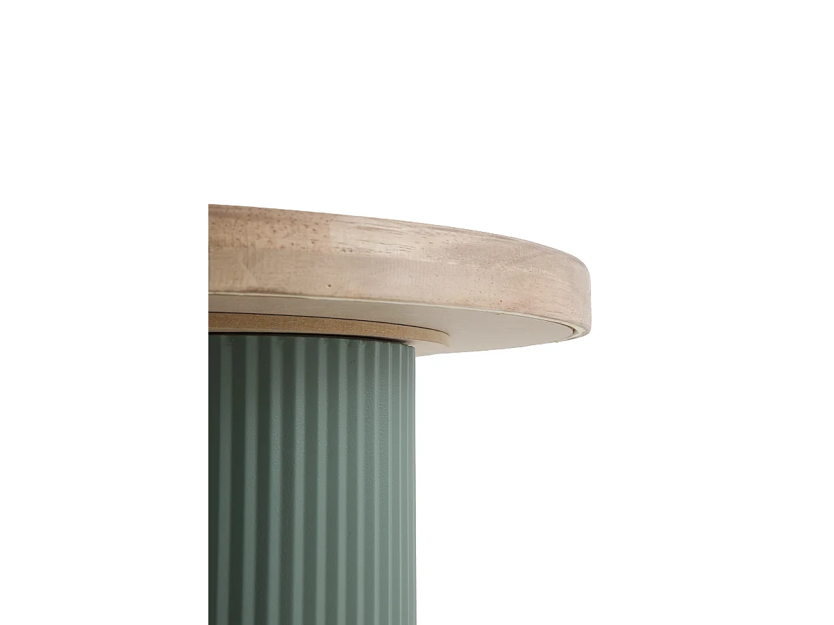 Table basse en métal vert canard et bois d'hévéa