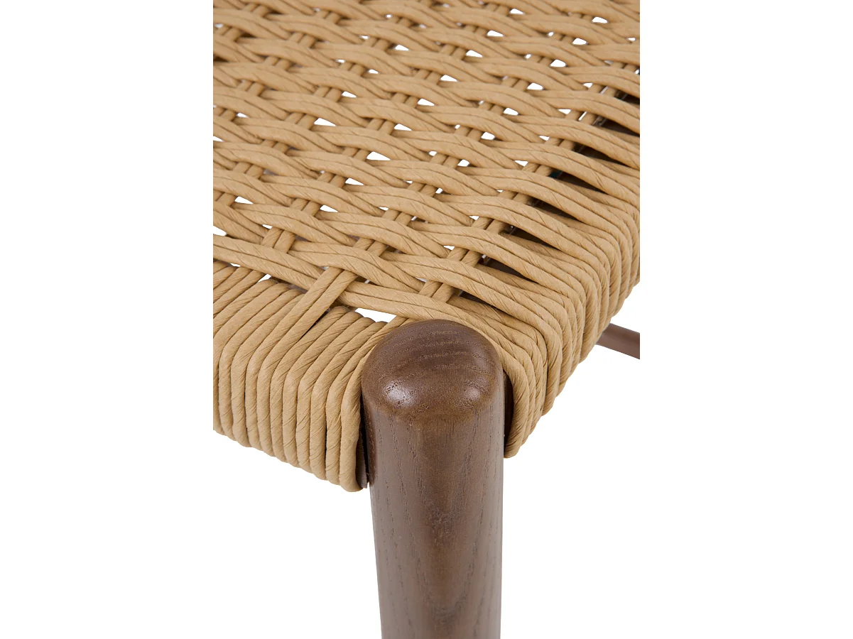 Lot de 2 tabourets en bois de frêne couleur noyer avec assise tressée