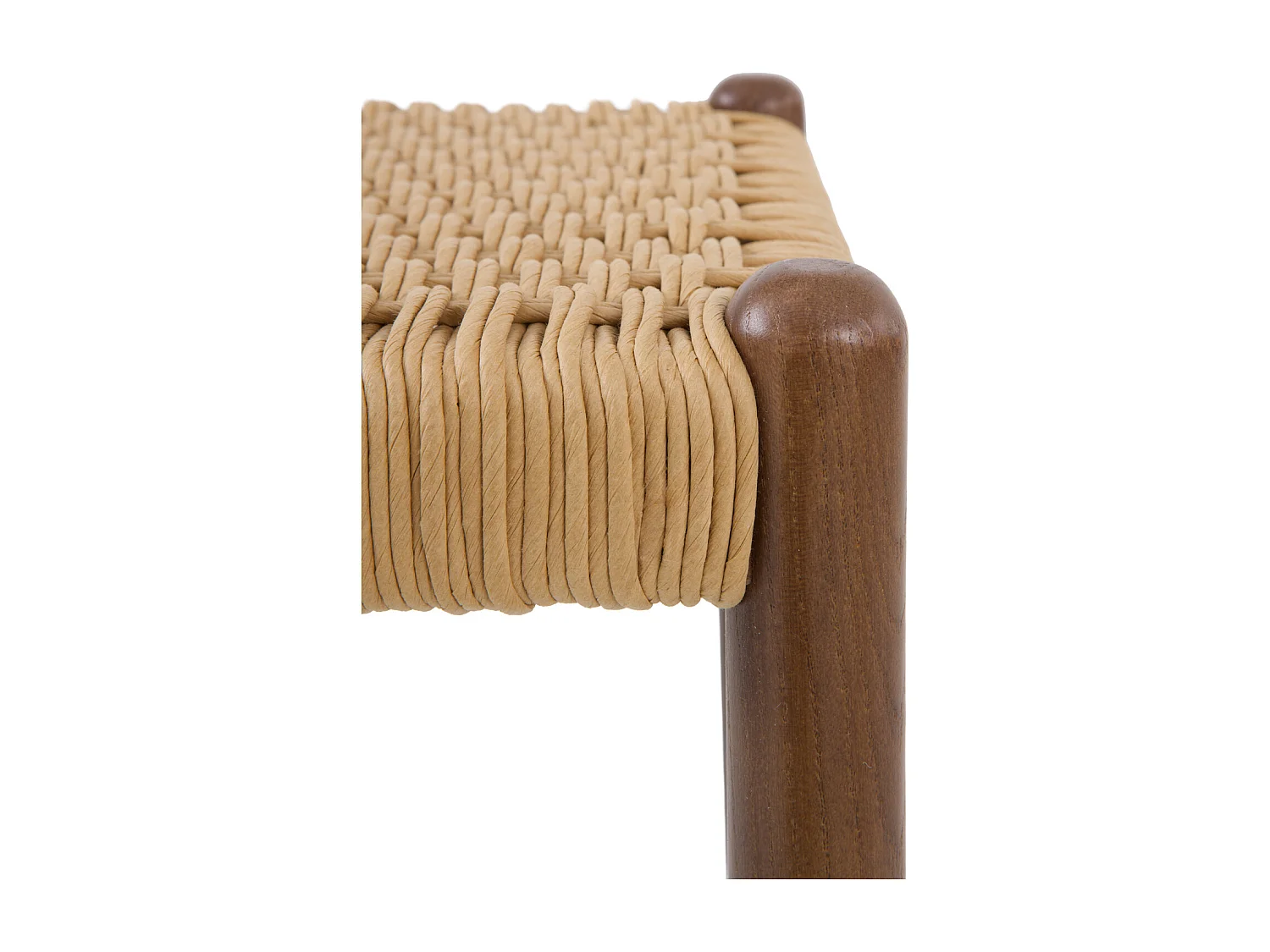 Lot de 2 tabourets en bois de frêne couleur noyer avec assise tressée