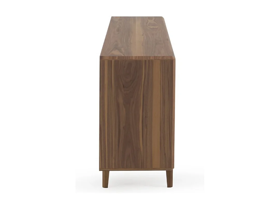 Vitrinekast met 4 deuren, notenhoutfineer, met houten poten