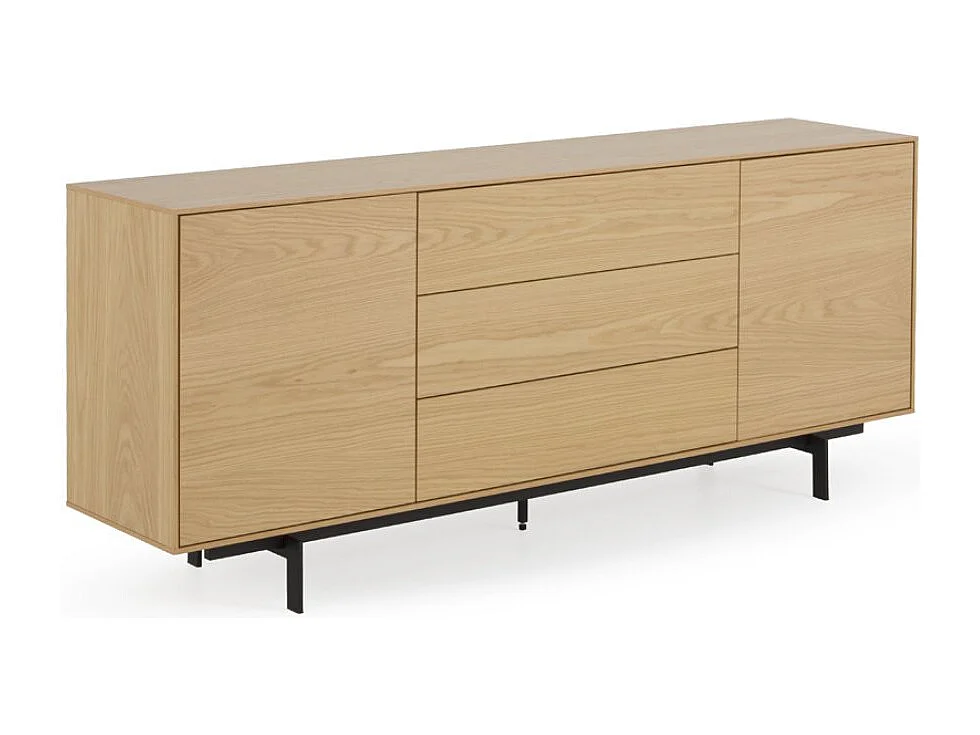 Dressoir met 2 deuren en 3 lades, naturel eikenfineer