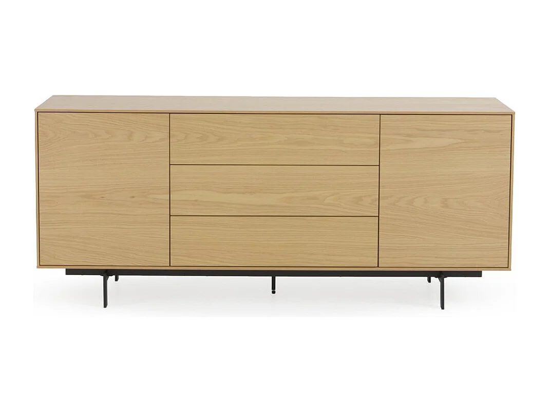 Dressoir met 2 deuren en 3 lades, naturel eikenfineer