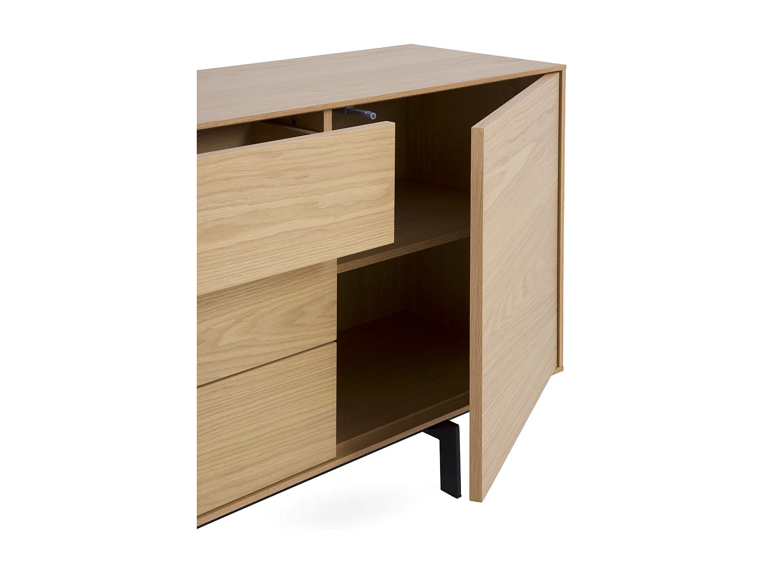 Dressoir met 2 deuren en 3 lades, naturel eikenfineer