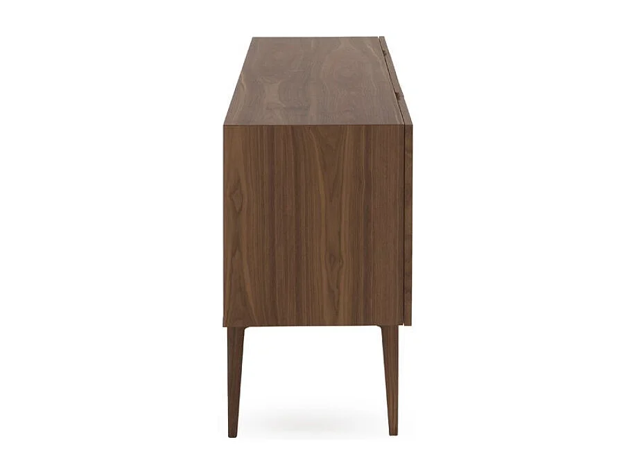 Dressoir met 4 deuren, notenhoutfineer met hoge houten poten