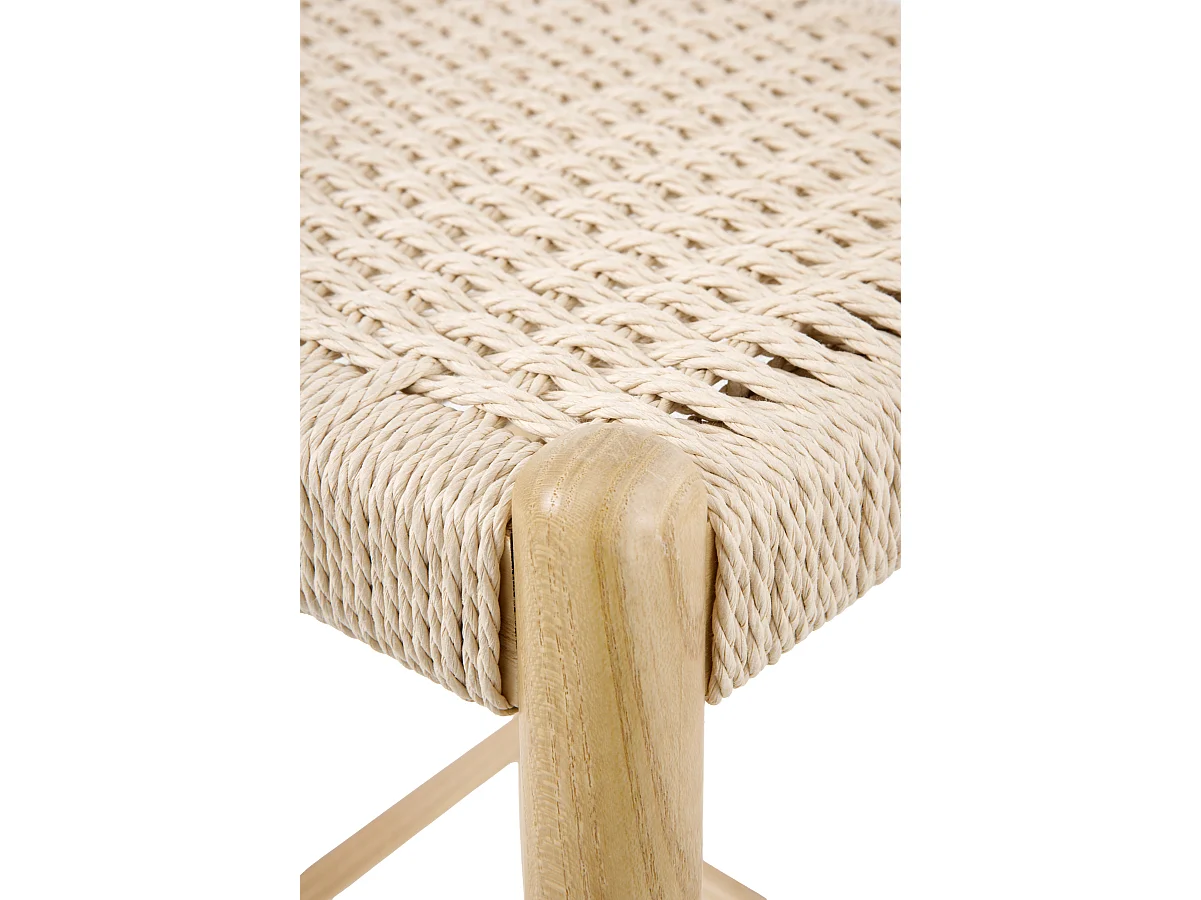 Lot de 2 tabourets en bois de frêne naturel avec assise tressée