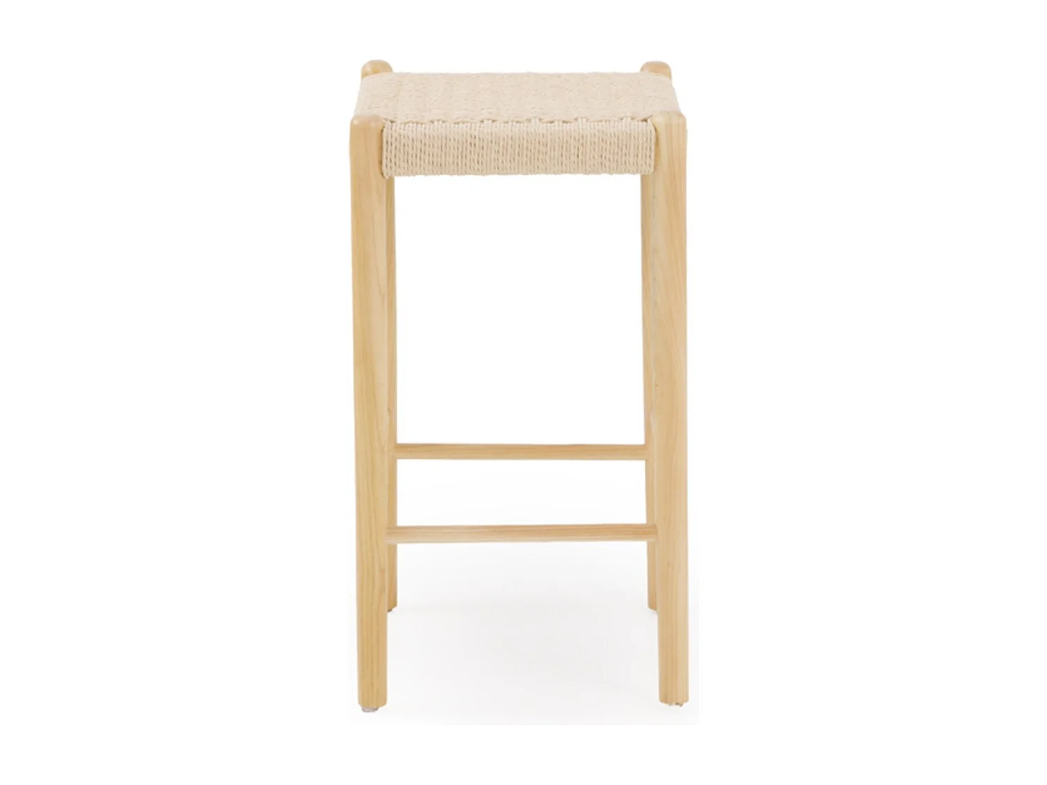 Lot de 2 tabourets en bois de frêne naturel avec assise tressée