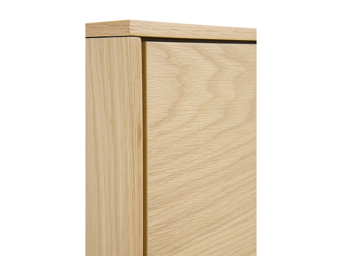Buffet 2 portes plaqué chêne naturel avec pieds métalliques noirs