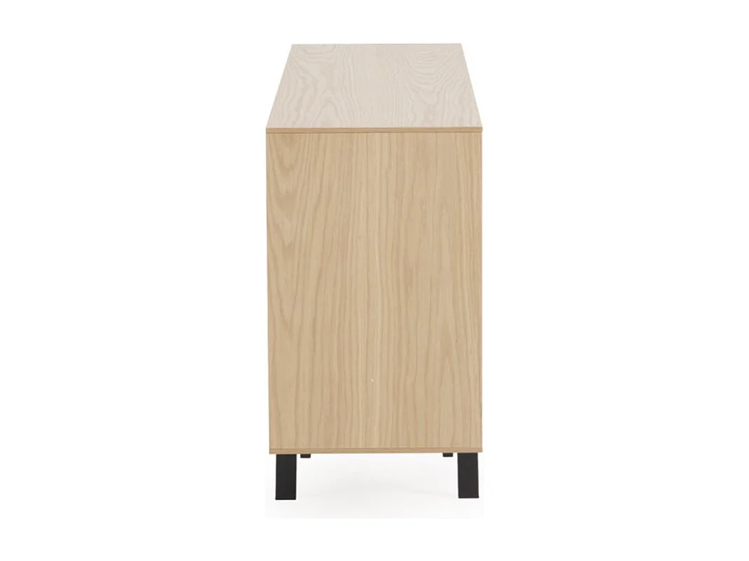 Buffet 2 portes plaqué chêne naturel avec pieds métalliques noirs