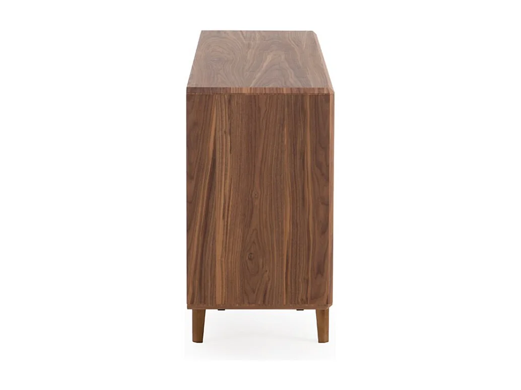 Buffet 1 porte et 3 tiroirs plaqué noyer avec pieds en bois