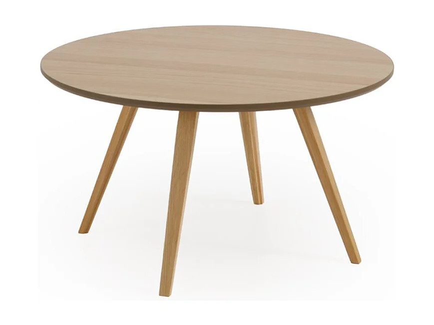 Couchtisch mit 80 cm Durchmesser aus Eichen-Sperrholz