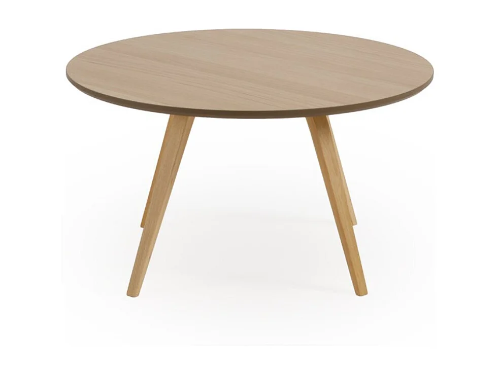 Couchtisch mit 80 cm Durchmesser aus Eichen-Sperrholz