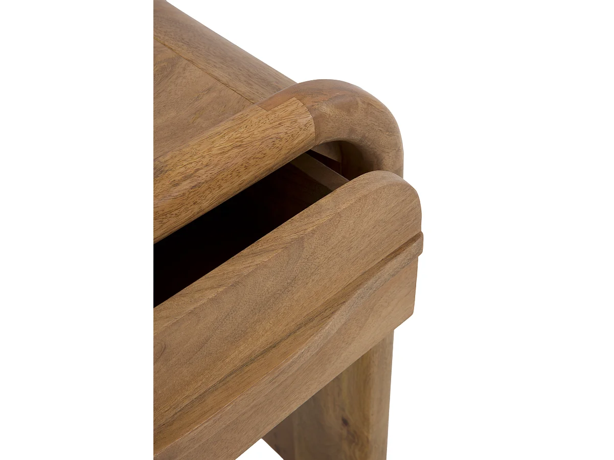 Table de chevet à 1 tiroir en bois massif de manguier