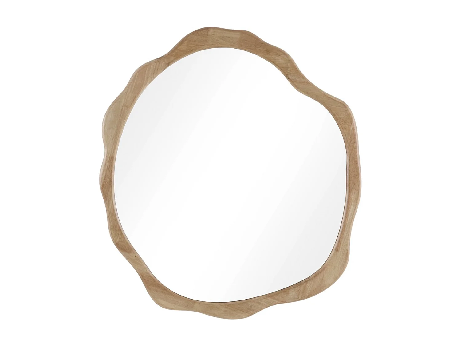 Miroir de forme irrégulière 111 x 120 cm avec cadre en bois d'hévéa