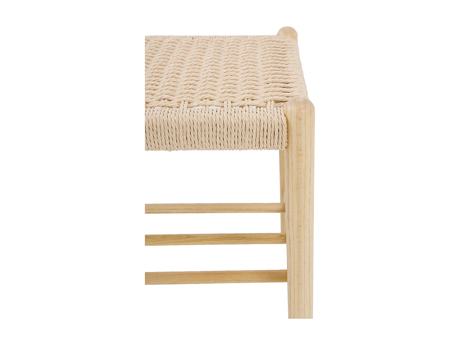 Banc en bois de frêne avec assise tressée