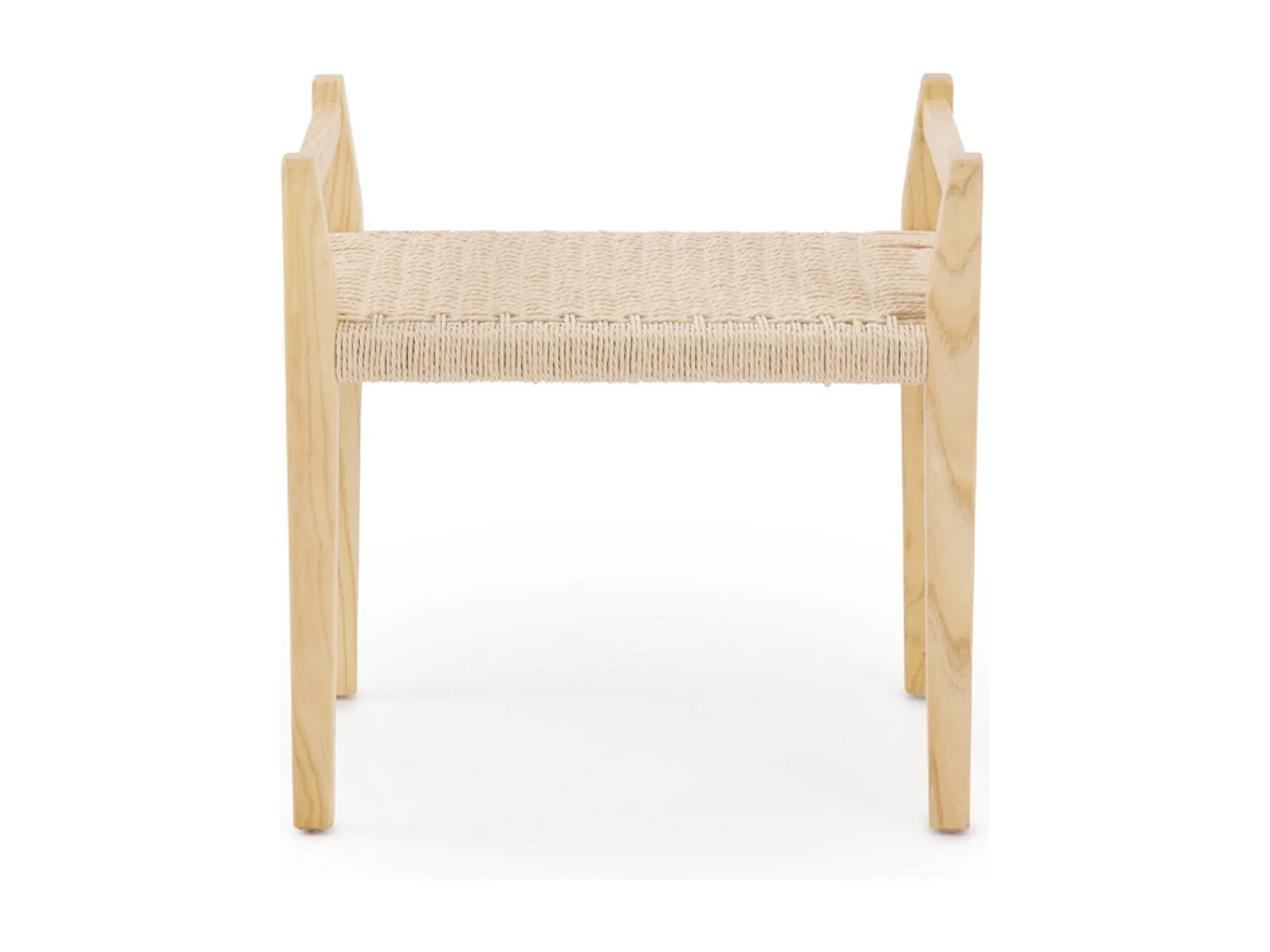 Hocker aus Eschenholz mit geflochtener Sitzfläche