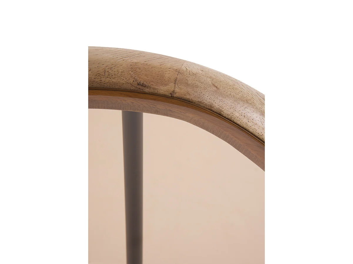 Couchtisch aus Metall und Glas mit Rahmen aus Kautschukholz