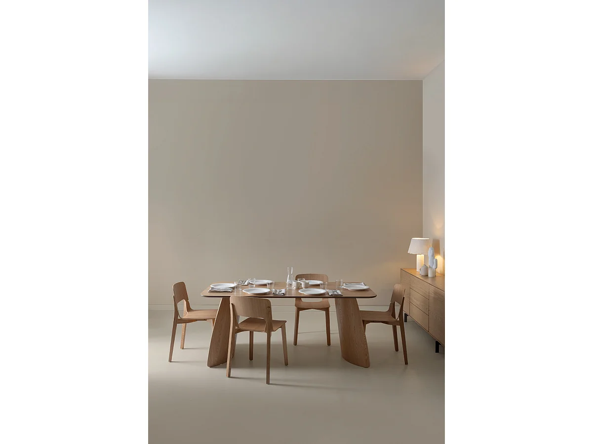 Table de salle à manger rectangulaire en contreplaqué de chêne