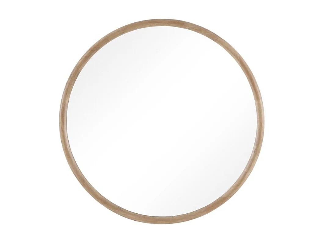 Miroir rond de 80 cm de diamètre avec cadre en bois d'hévéa