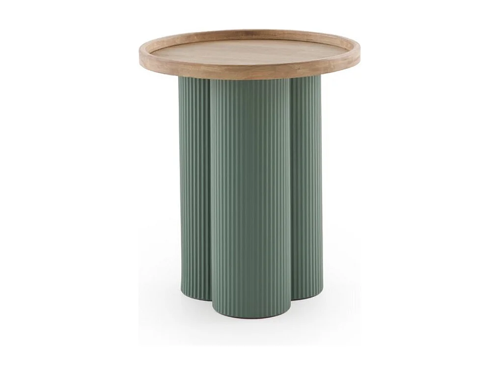 Table basse en métal vert canard et bois d'hévéa