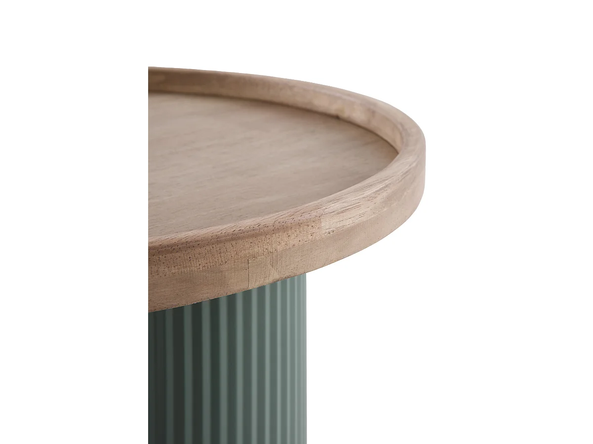 Table basse en métal vert canard et bois d'hévéa