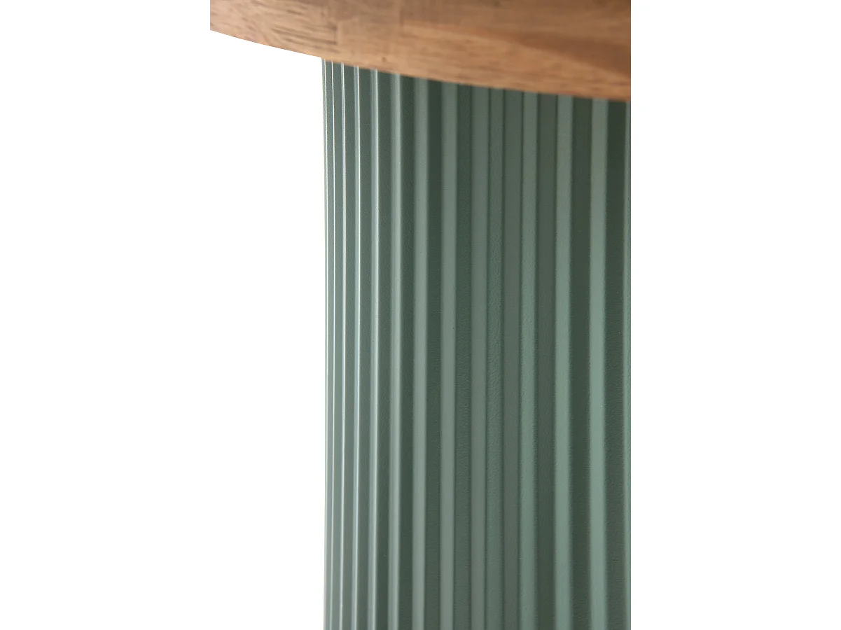 Table basse en métal vert canard et bois d'hévéa