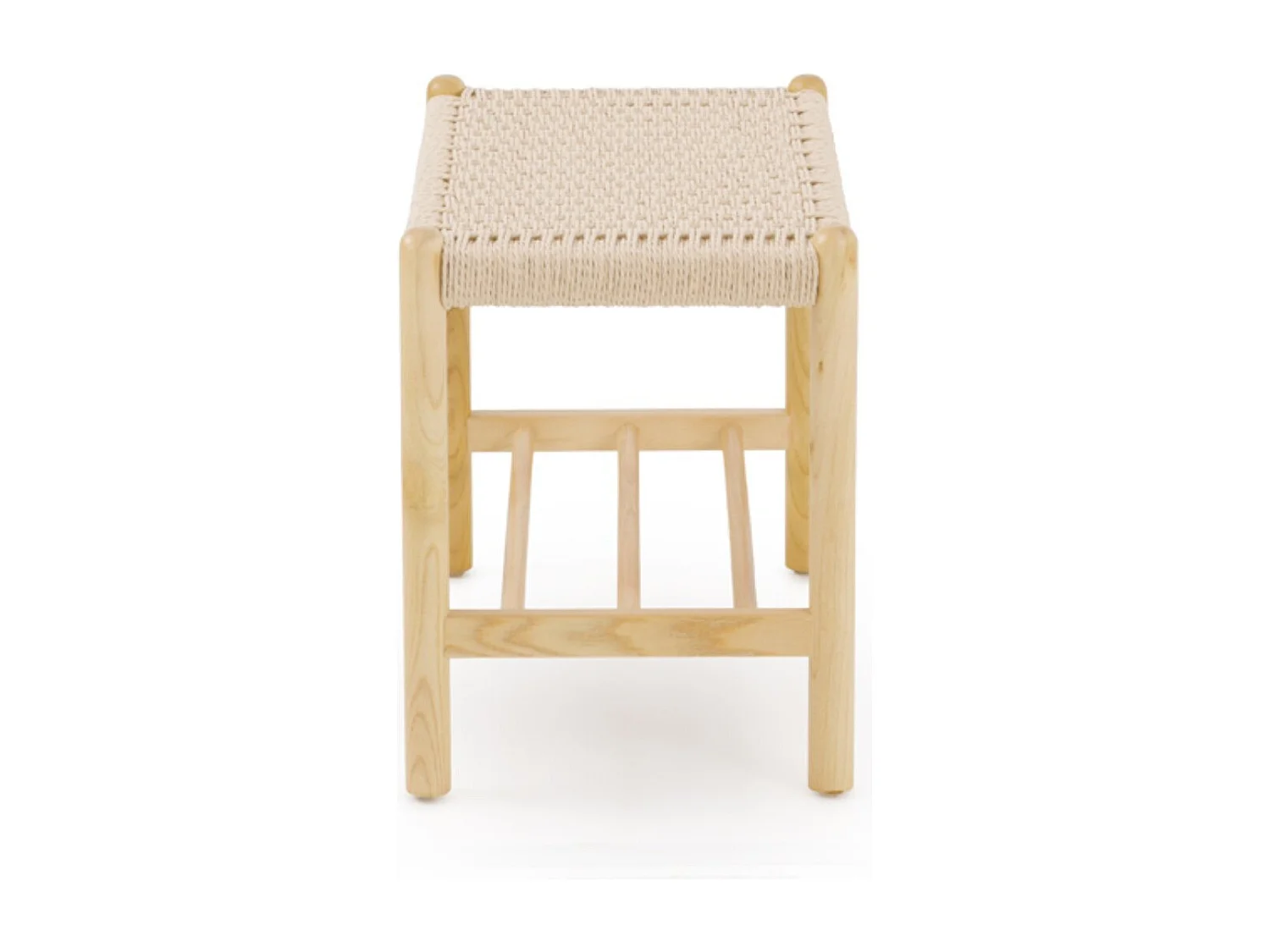 Banquette en bois de frêne avec assise tressée