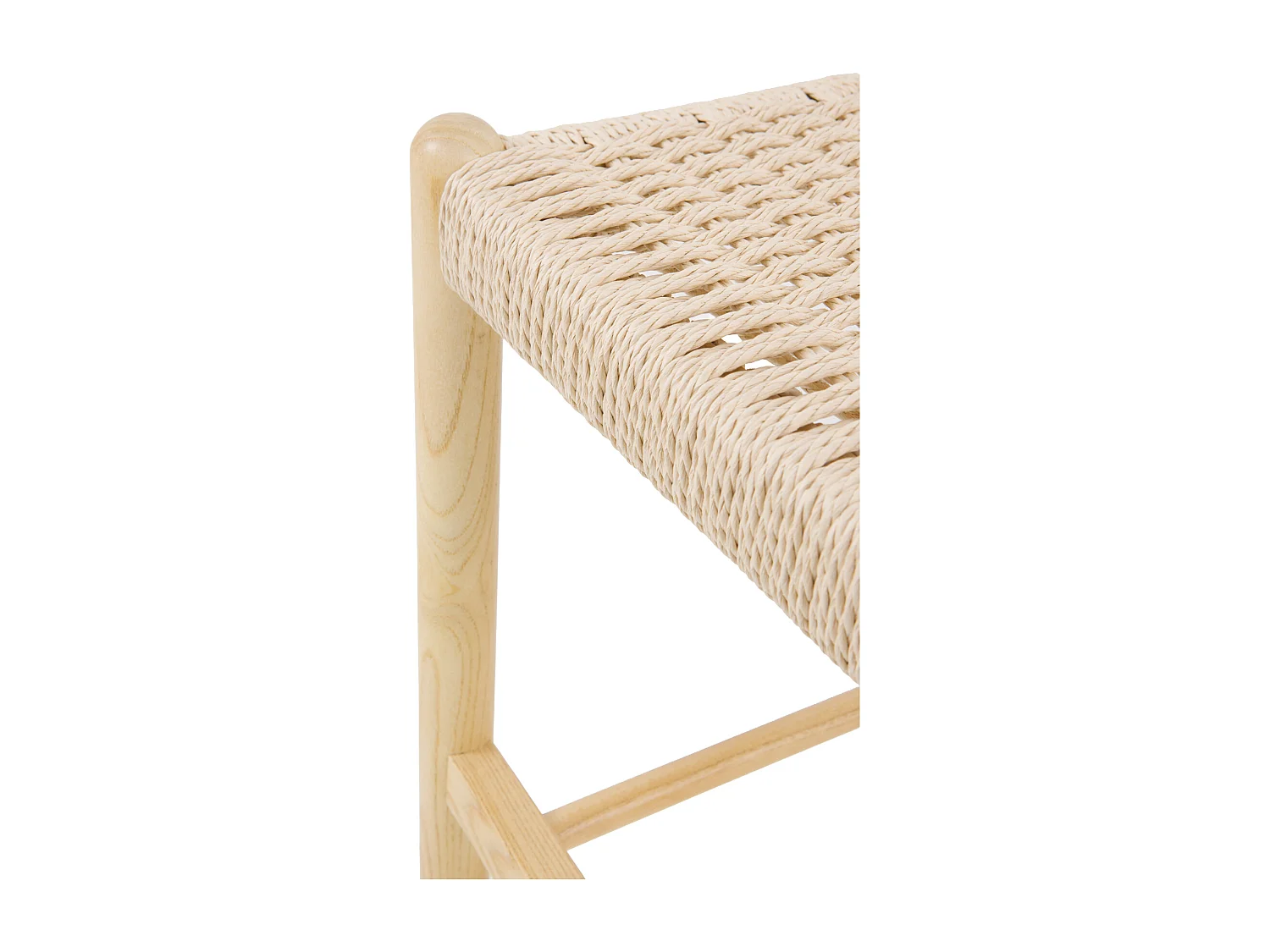 Hocker aus Eschenholz mit geflochtener Sitzfläche