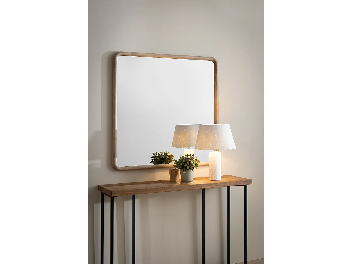 Miroir carré 120 x 120 cm avec cadre en bois d'hévéa