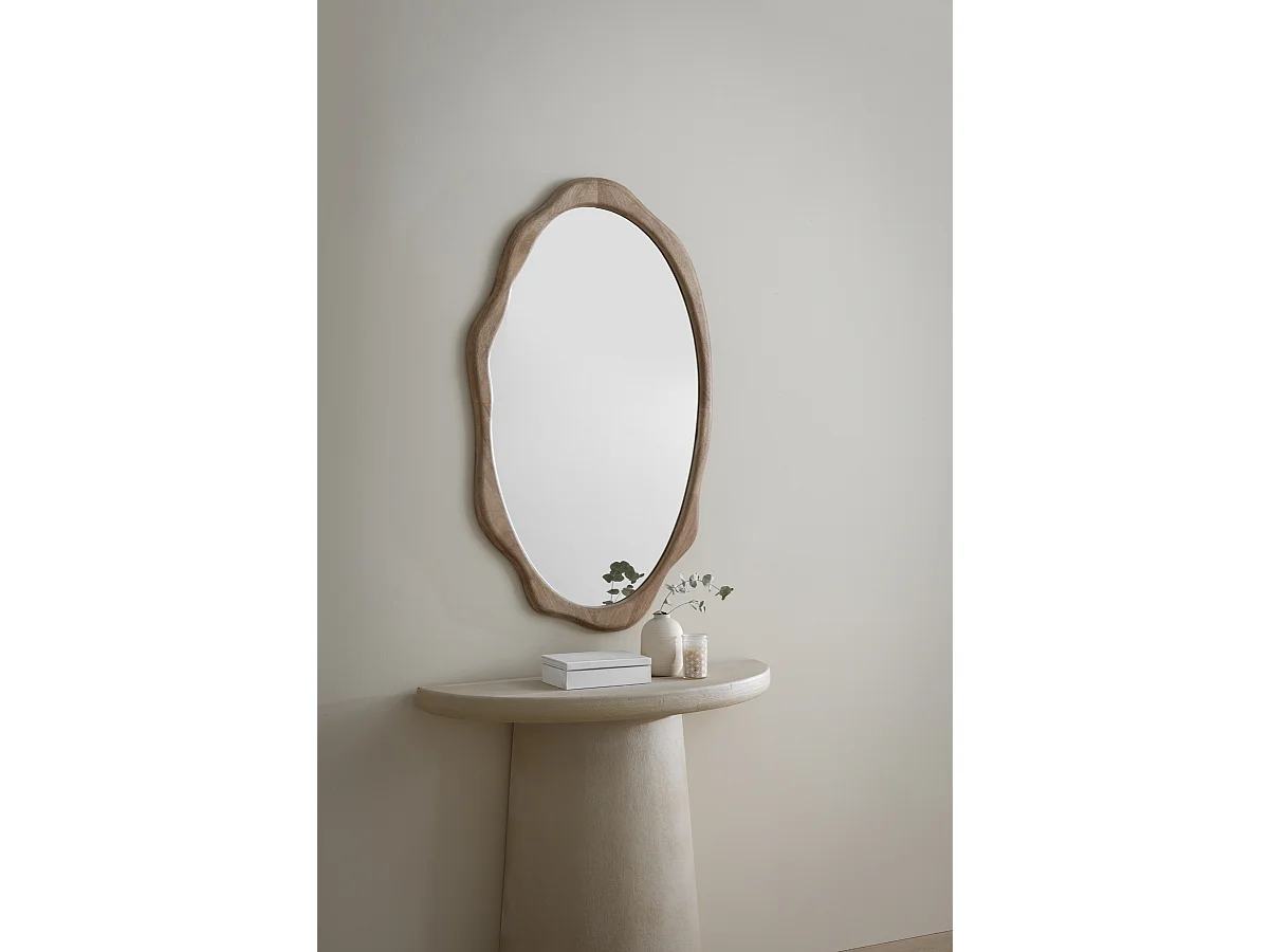 Miroir de forme irrégulière 74x130 avec cadre en bois d'hévéa