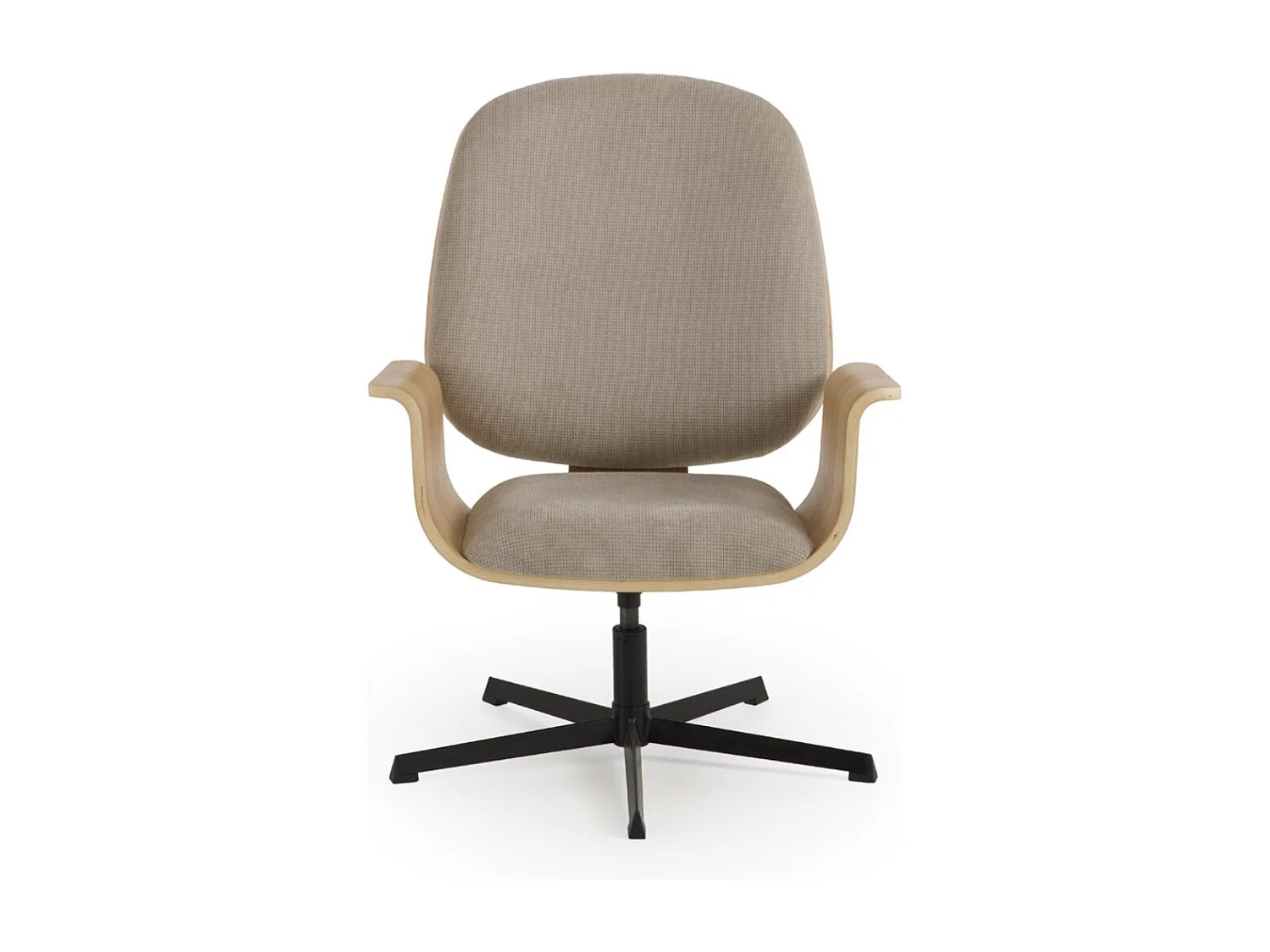 Fauteuil pivotant en chêne, avec assise et dossier rembourrés