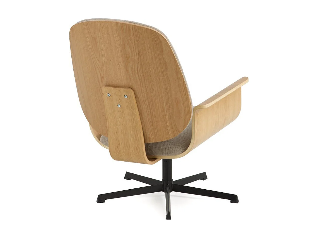Fauteuil pivotant en chêne, avec assise et dossier rembourrés