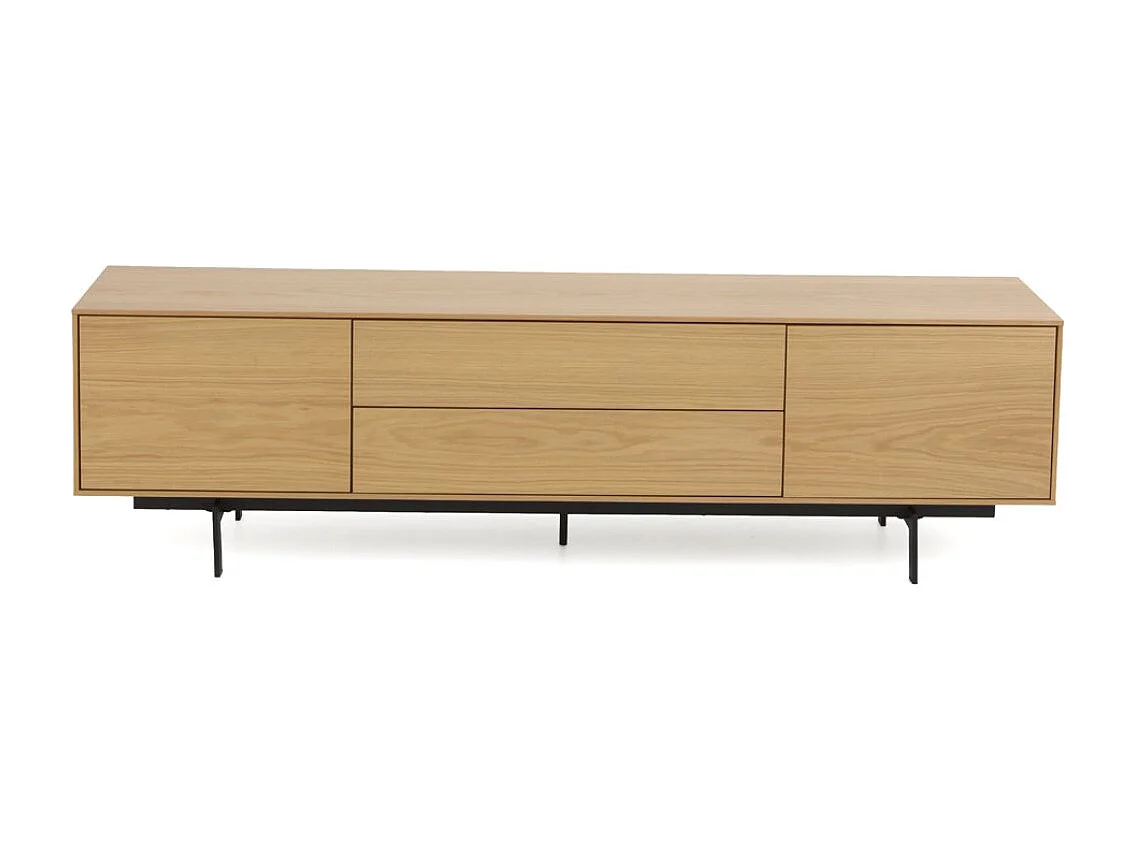TV-Möbel mit 2 Türen und 2 Schubladen, furniert mit natürlicher Eiche