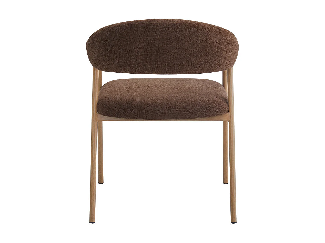 Leon - Lot de 2 fauteuils de table en tissu piètement effet bois clair - Marron