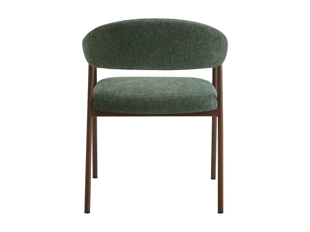 Leon - Lot de 2 fauteuils de table en tissu piètement effet bois foncé - Vert foncé