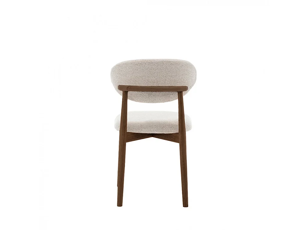 Clara - Lot de 2 chaises en tissu bouclette pieds bois foncé - Beige