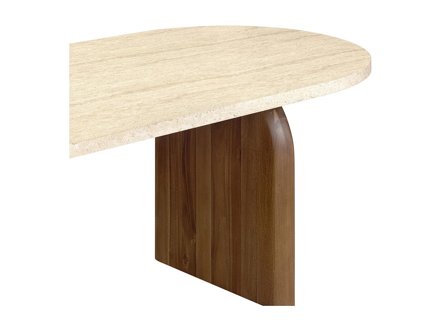 Lipali - Table à manger 6 personnes effet travertin et bois - Beige