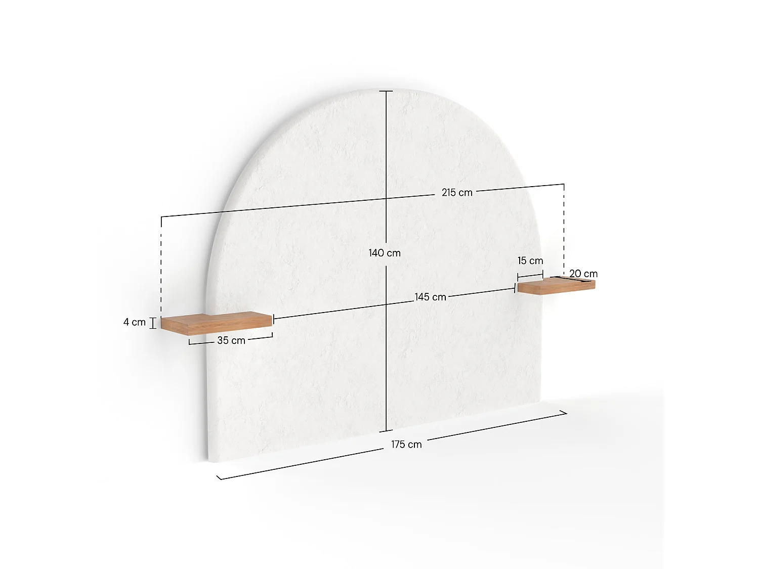 Tête de lit en plâtre blanc cassé et bois d'acacia 175 cm - Fira
