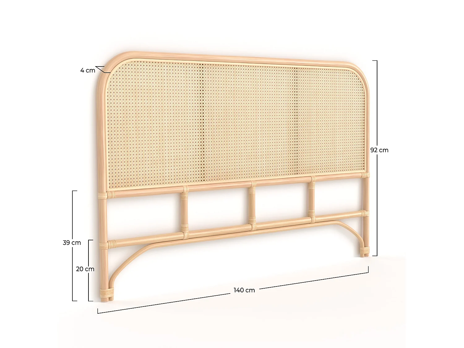 Tête de lit en rotin et cannage 140 cm - Naïra