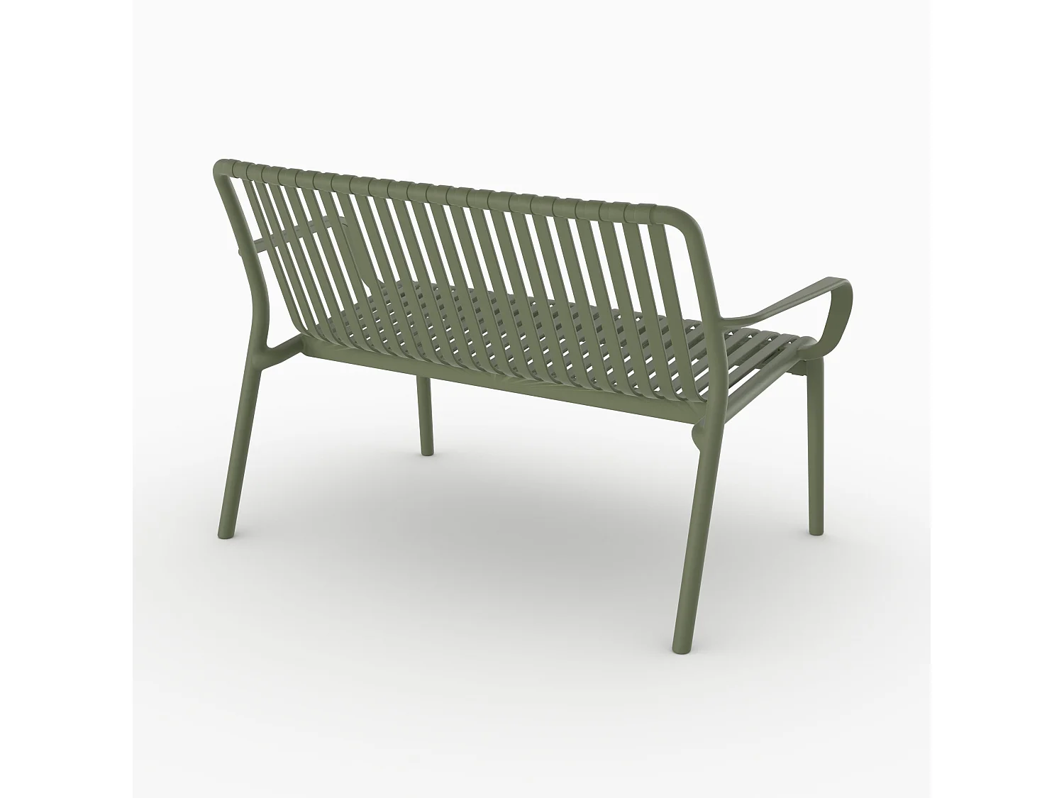 Panchina da giardino in plastica verde kaki per 2 persone - Ivy