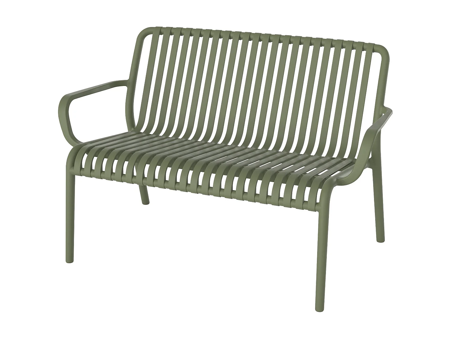 Panchina da giardino in plastica verde kaki per 2 persone - Ivy