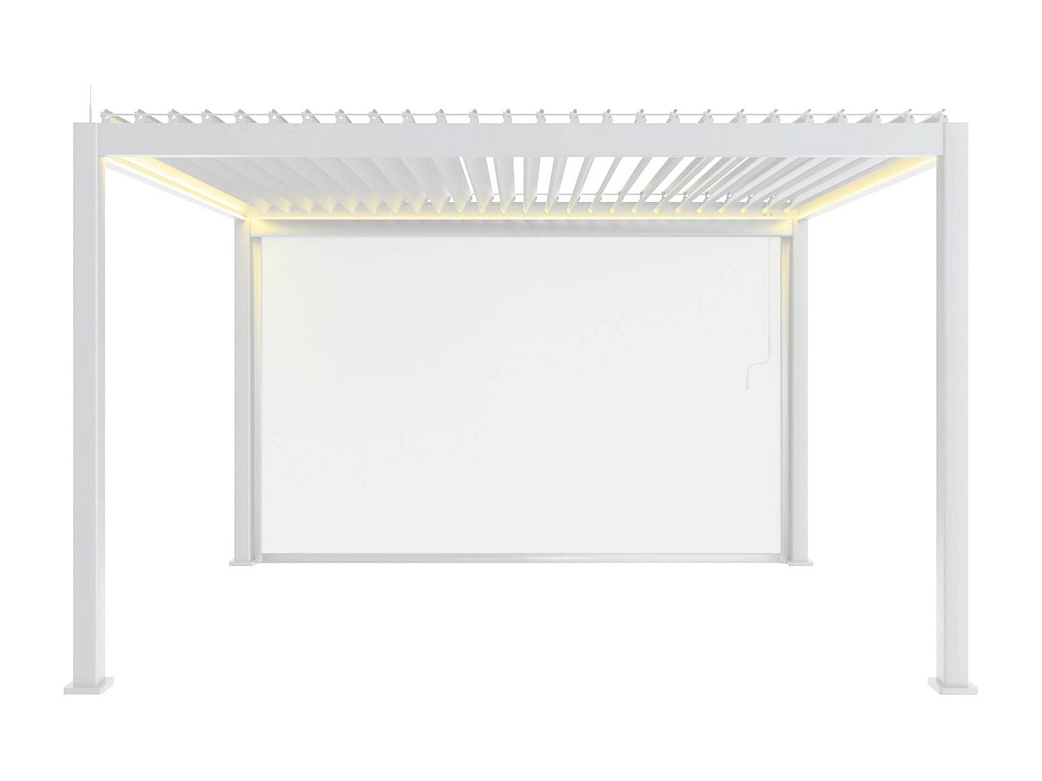 Pérgola bioclimática triomphe 3x4m led + toldo de 4m blanco