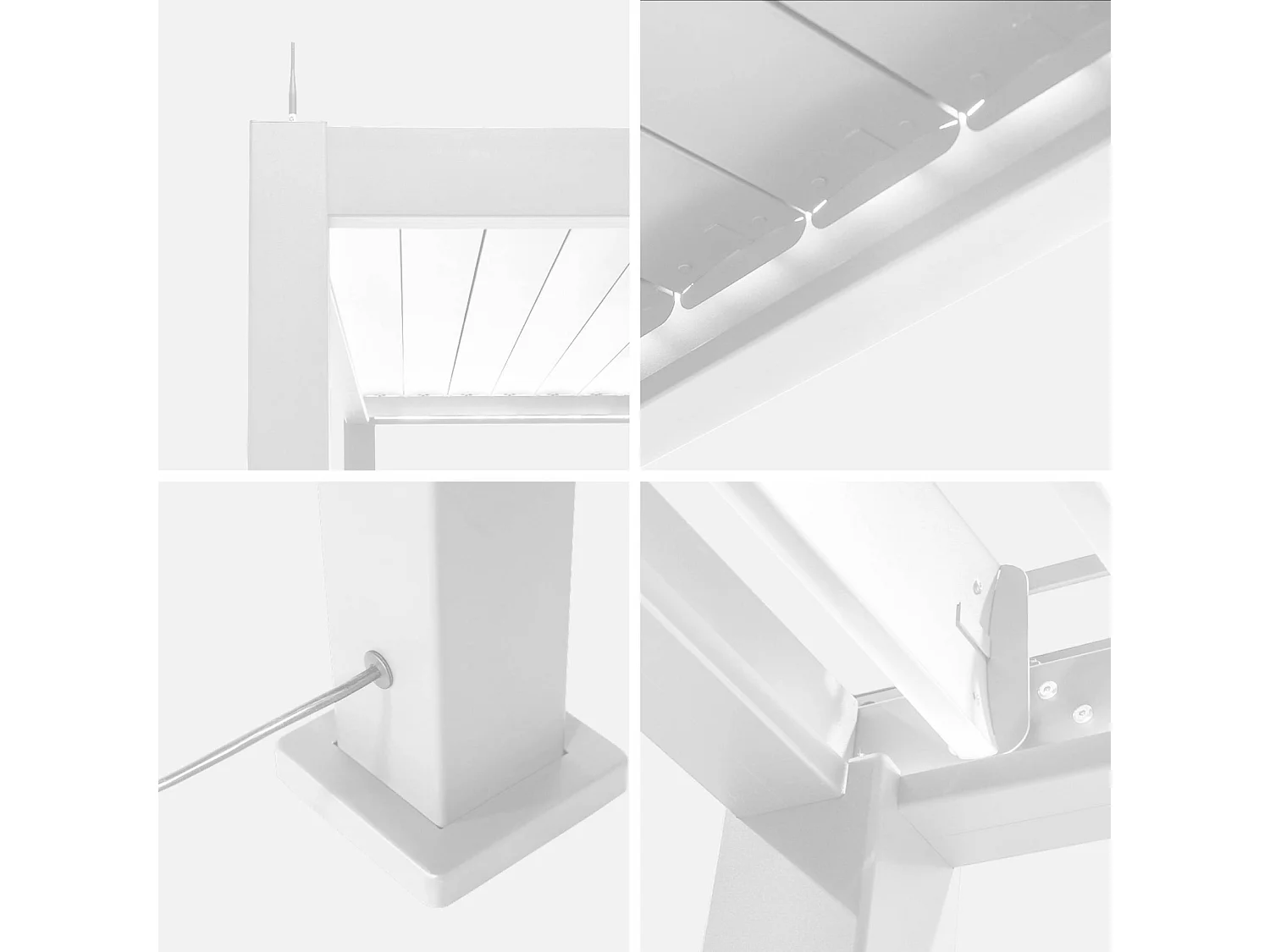 Pergola bioclimatique électrique 4x3m. aluminium. à lames orientables avec éclairage LED + store 4m