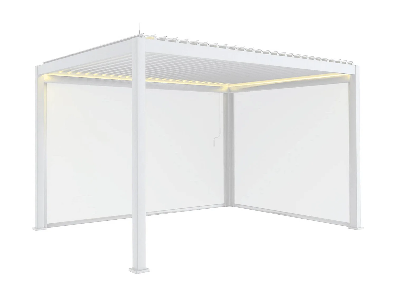 Pergola bioclimatique électrique 3x4m. aluminium. à lames orientables avec éclairage LED + store 3m + store 4m