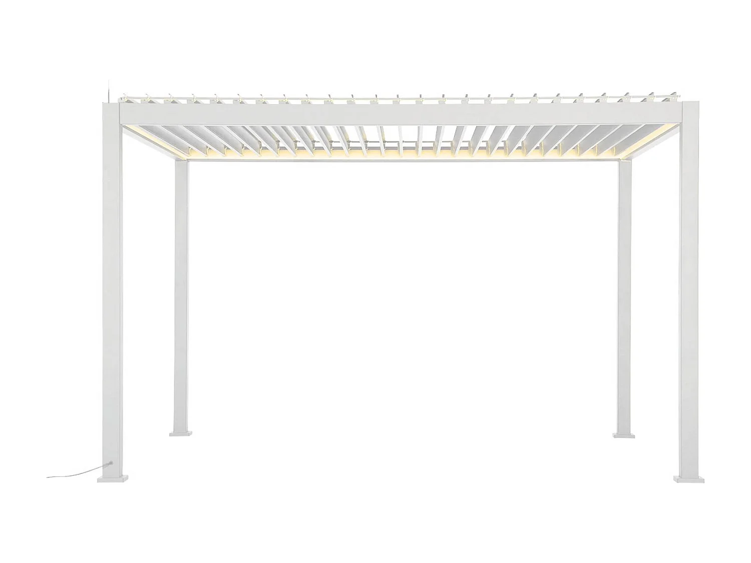 Pergola bioclimatique électrique 3x4m. aluminium. à lames orientables avec éclairage LED + store 3m + store 4m