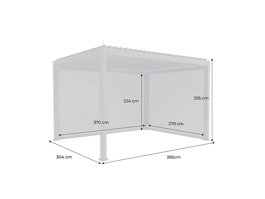 Pérgola bioclimática 3x4m eléctrica led + 1 toldo de 3m + 1 toldo de