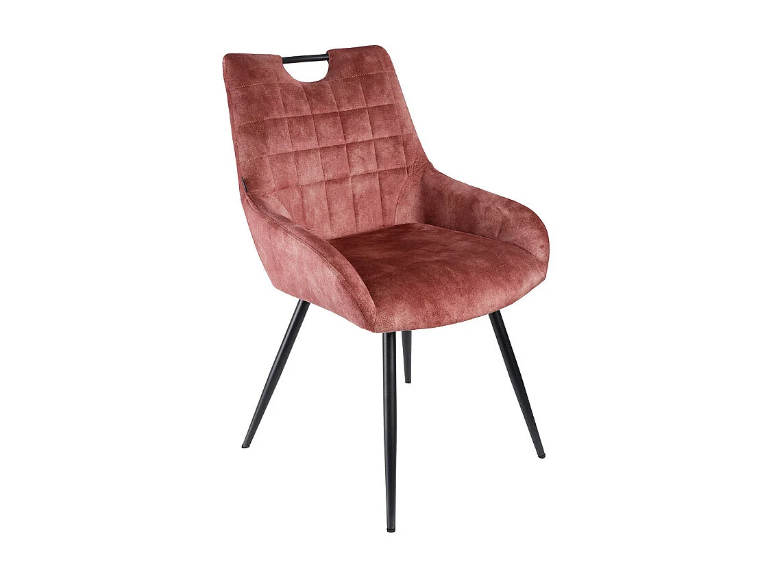 Chaise capitonnée velours rose pieds métal noir – BRANDY 2