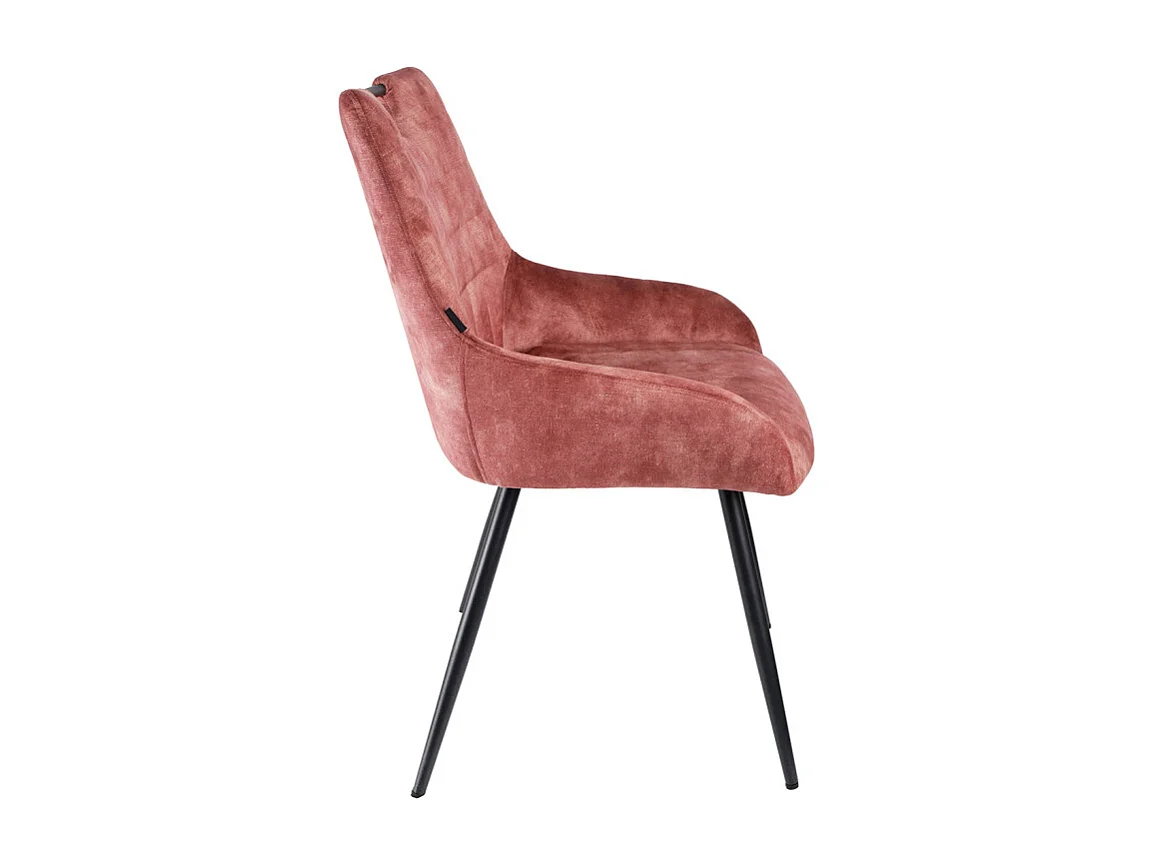 Chaise capitonnée velours rose pieds métal noir – BRANDY 2